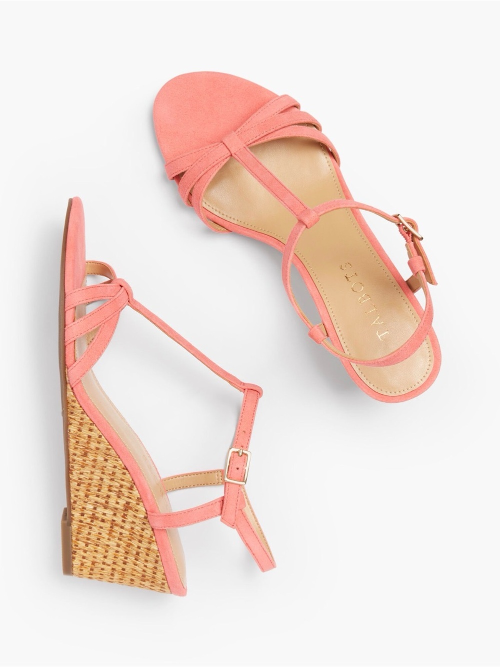 Talbots Royce Strappy Wedge Sandals coral pink 10